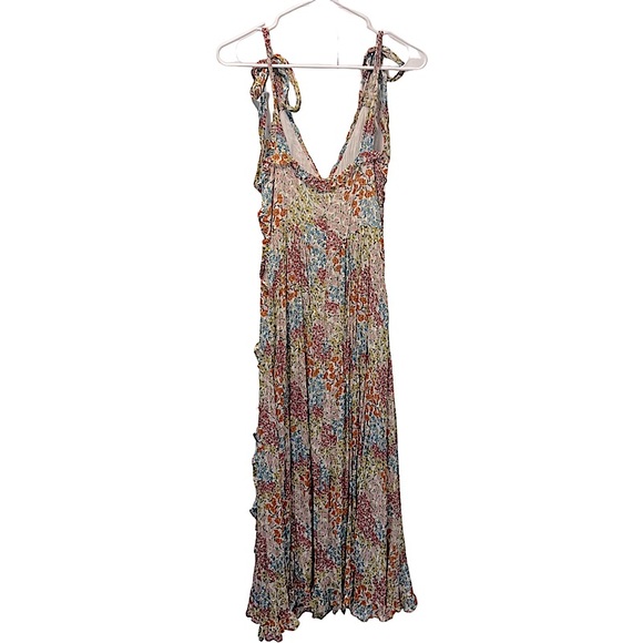 REBECCA TAYLOR Ava Floral-Print Silk Ruffle Tank Midi Dress Size 4/6 - Picture 8 of 11